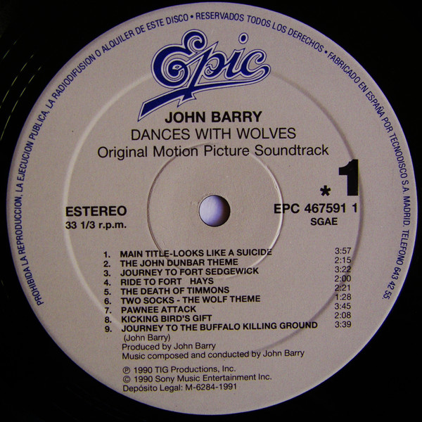John Barry - Dances With Wolves (Original Motion Picture Soundtrack) | Epic (EPC 467591 1) - 4
