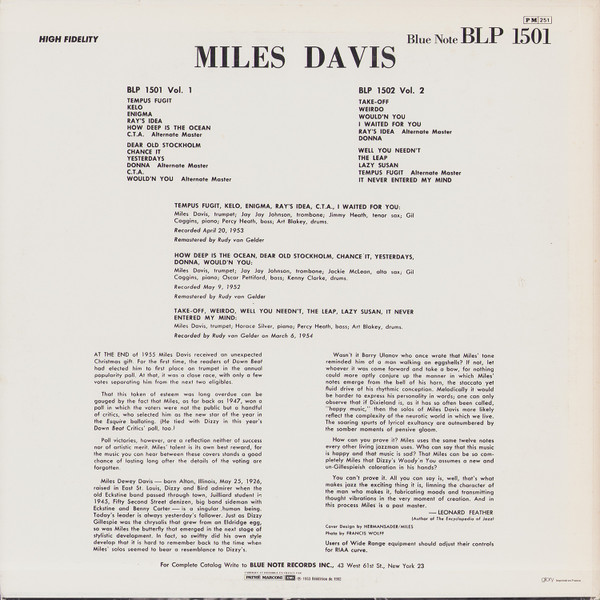 Miles Davis - Volume 1 | Blue Note (BLP 1501) - 2
