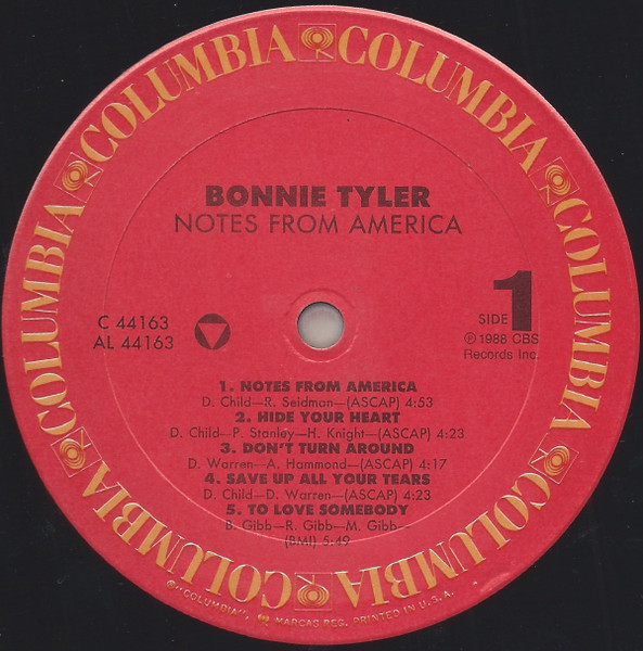 Bonnie Tyler - Notes From America | Columbia (FC 44163) - 3