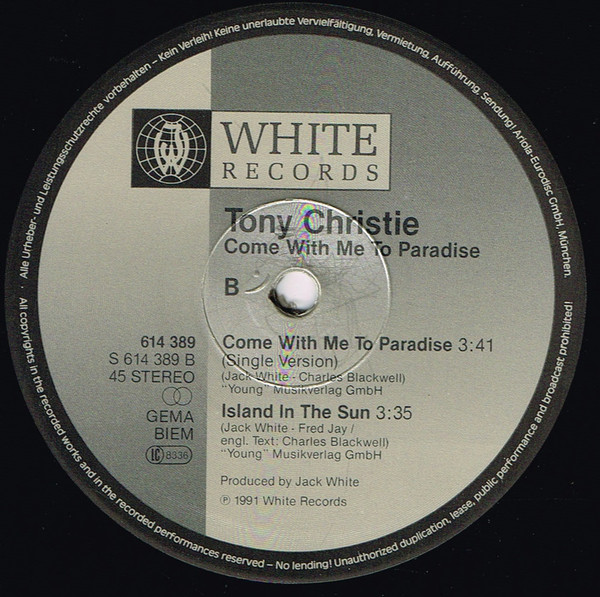 Tony Christie - Come With Me To Paradise | White Records (614 389) - 4 Tony Christie - Come With Me To Paradise | White Records (614 389) - 4