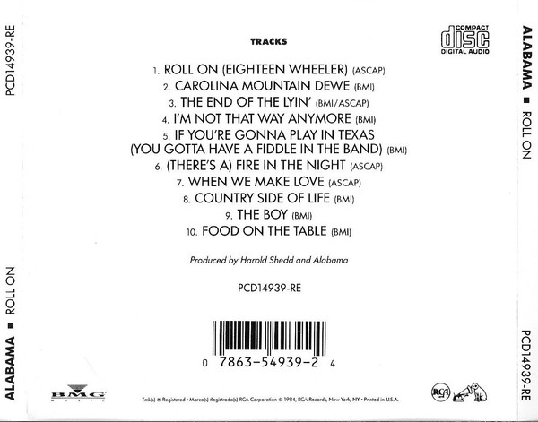 Alabama - Roll On | RCA (PCD14939-RE) - 2