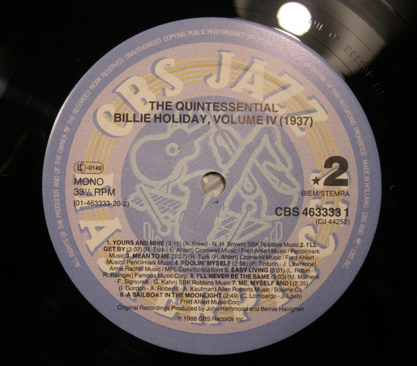 Billie Holiday - The Quintessential Billie Holiday Volume 4 (1937) | CBS (CBS 463333 1) - 3