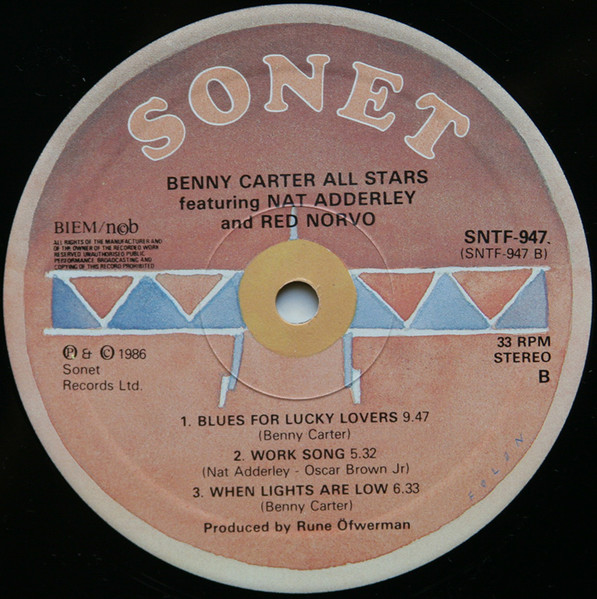 Benny Carter And His Orchestra Featuring Nat Adderley & Red Norvo - Benny Carter All Stars Featuring Nat Adderley & Red Norvo | Sonet (SNTF-947) - 4 Benny Carter And His Orchestra Featuring Nat Adderley & Red Norvo - Benny Carter All Stars Featuring Nat Adderley & Red Norvo | Sonet (SNTF-947) - 4