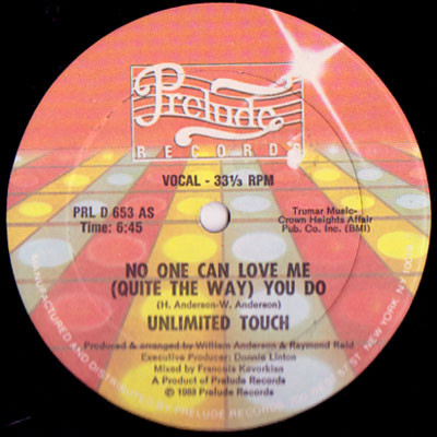 Unlimited Touch - No One Can Love Me (Quite The Way You Do) | Prelude Records (PRL D 653) - main Unlimited Touch - No One Can Love Me (Quite The Way You Do) | Prelude Records (PRL D 653) - main