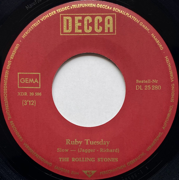 The Rolling Stones - Let's Spend The Night Together / Ruby Tuesday | Decca (DL 25 280) - 4