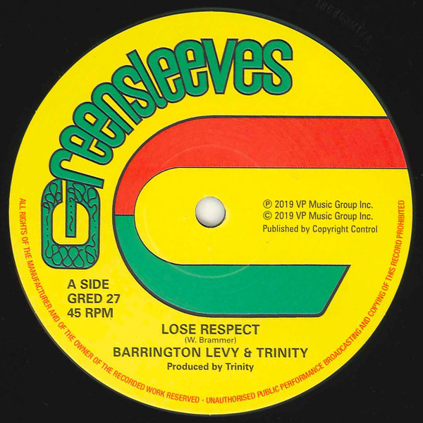 Barrington Levy / Roman Stewart & Trinity - Lose Respect / Since You're Gone | Greensleeves Records (GRED 27) - main