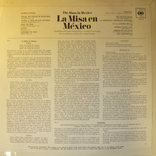 Coral Mexicano , Los Tillingos , Jorge Valente , Dueto America , Trio Los Mexicanos Direccion Rafael Carrion - La Misa En México | CBS (S 7-62930) - 2 Coral Mexicano , Los Tillingos , Jorge Valente , Dueto America , Trio Los Mexicanos Direccion Rafael Carrion - La Misa En México | CBS (S 7-62930) - 2