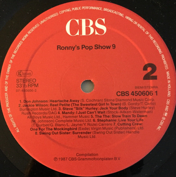 Various - Ronny's Pop Show 9 | CBS (450606 1) - 4