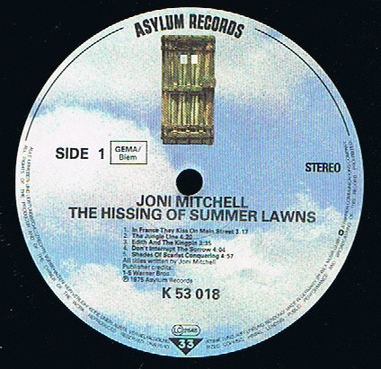 Joni Mitchell - The Hissing Of Summer Lawns | Asylum Records (K 53018) Joni Mitchell - The Hissing Of Summer Lawns | Asylum Records (K 53018)