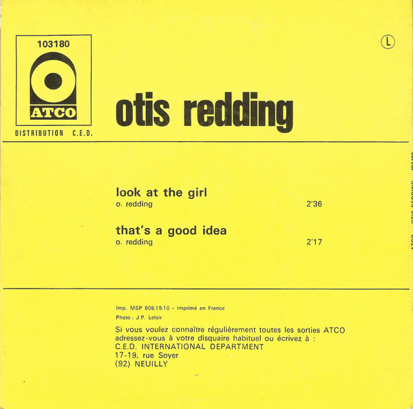 Otis Redding - Look At The Girl / That's A Good Idea | ATCO Records (103.180) - 2