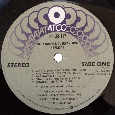 Gary Numan + Tubeway Army - Replicas | ATCO Records (SD 38-117) - 3