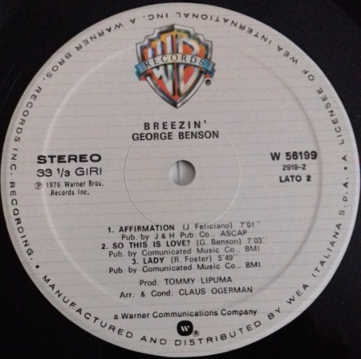 George Benson - Breezin' | Warner Bros. Records (W 56199) - 4