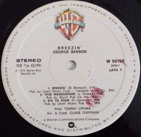 George Benson - Breezin' | Warner Bros. Records (W 56199) - 3