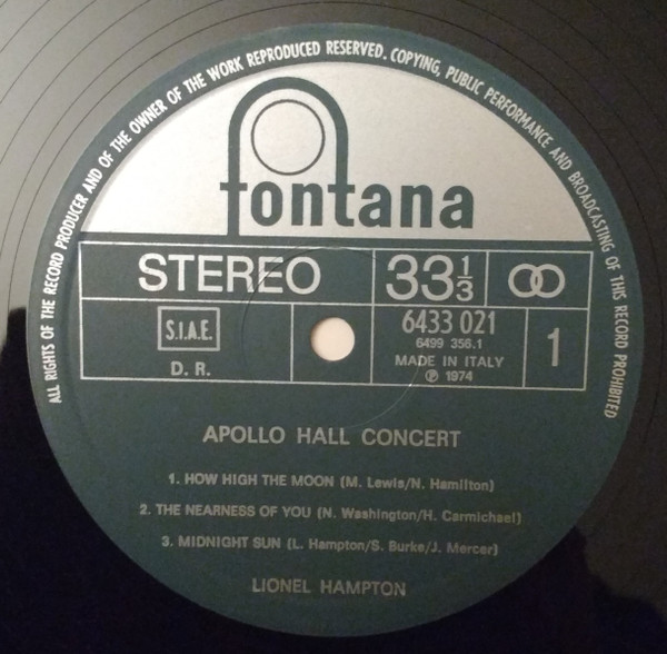 Lionel Hampton - Apollo Hall Concert | Fontana (6433 021) - 3