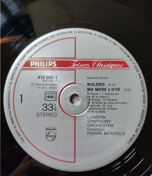 Maurice Ravel , Pierre Monteux , London Symphony Orchestra - Boléro, Ma Mère L'Oye, La Valse | Philips (412 092-1) - 4