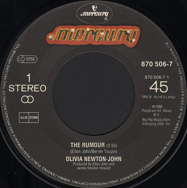 Olivia Newton-John - The Rumour | Mercury (870 506-7) - 3 Olivia Newton-John - The Rumour | Mercury (870 506-7) - 3