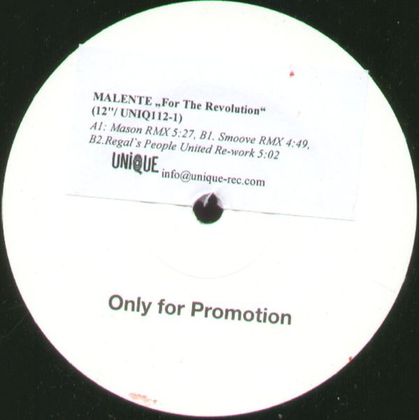Malente - For The Revolution | Unique (UNIQUE 112-1) - main