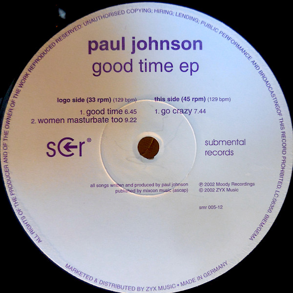 Paul Johnson - Good Time EP | Submental Records (SMR 005-12) - 3