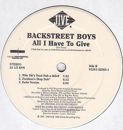 Backstreet Boys - All I Have To Give | Jive (01241-42563-1) - 2