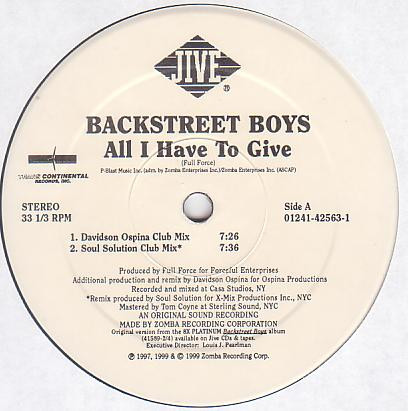 Backstreet Boys - All I Have To Give | Jive (01241-42563-1) - main