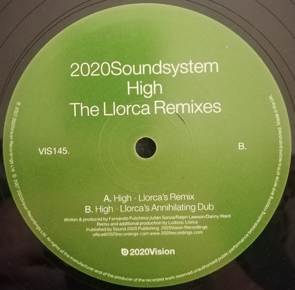 2020Soundsystem - High (The Llorca Remixes) | 20:20 Vision (VIS145)