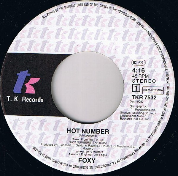 Foxy - Hot Number | T.K. Records (TKR 7532) - 3 Foxy - Hot Number | T.K. Records (TKR 7532) - 3