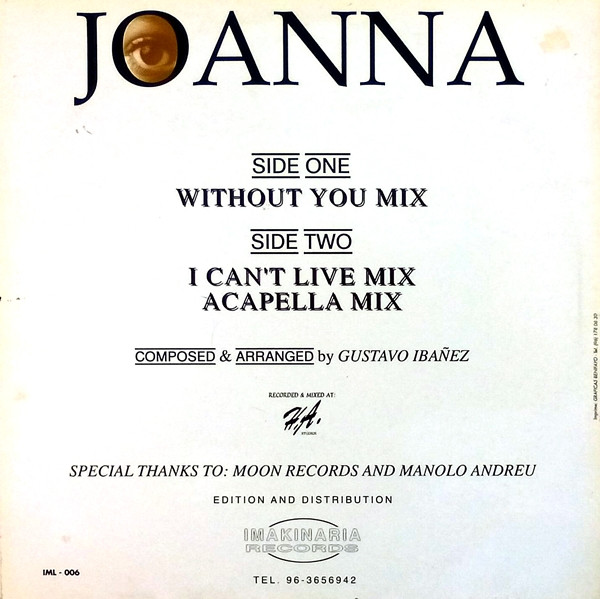 Joanna - I Can't Live Without You | Imakinaria Records (IML-006) - 2