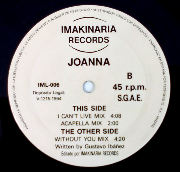 Joanna - I Can't Live Without You | Imakinaria Records (IML-006) - 3