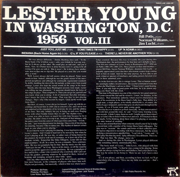 Lester Young - "Pres" Vol. III | Pablo Live (2308-228) - 2