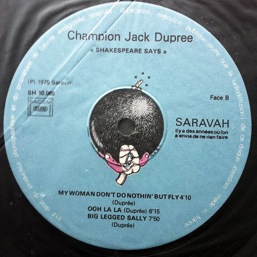 Champion Jack Dupree - Shakespeare Says | Saravah (SH 10065) - 4