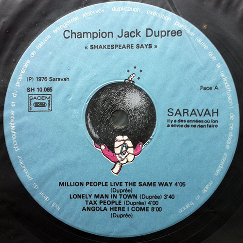Champion Jack Dupree - Shakespeare Says | Saravah (SH 10065) - 3