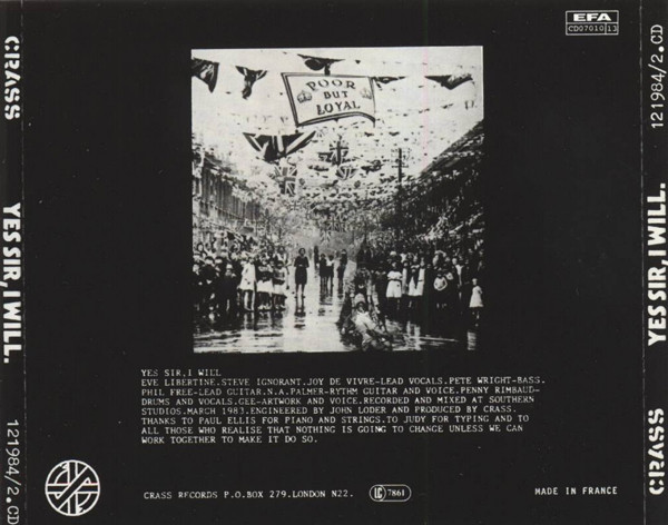 Crass - Yes Sir, I Will | Crass Records (121984/2.CD) - 2