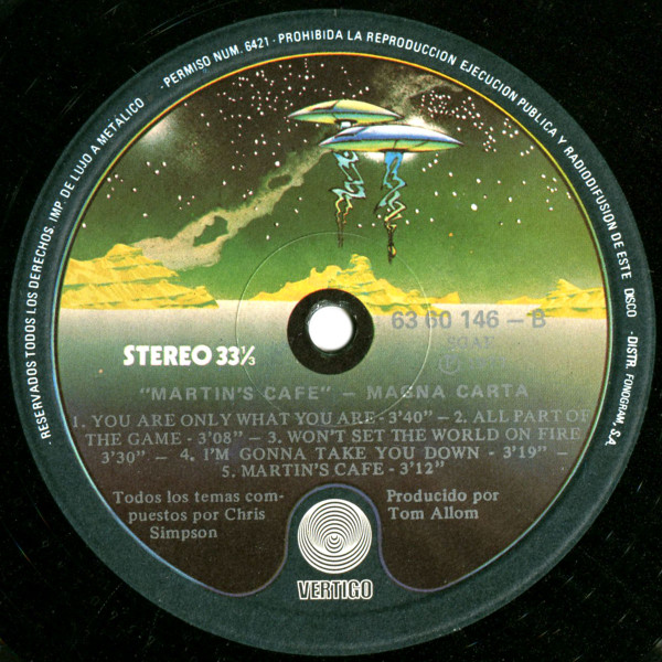 Magna Carta - Martin's Cafe | Vertigo (63 60 146) - 3