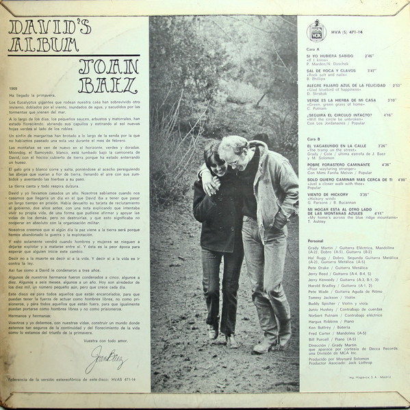Joan Baez - Para David | Vanguard (HVA 471-14) - 2