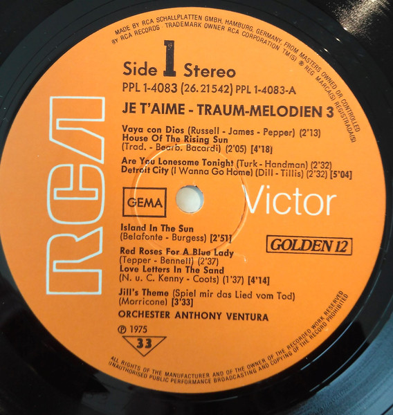 Orchester Anthony Ventura - Je T'Aime 3 | RCA Victor (PPL 1-4083) - 2