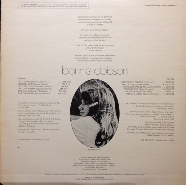 Bonnie Dobson - Bonnie Dobson | RCA Victor (LSP-4219) - 2