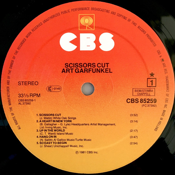 Art Garfunkel - Scissors Cut | CBS (CBS 85259) - 3