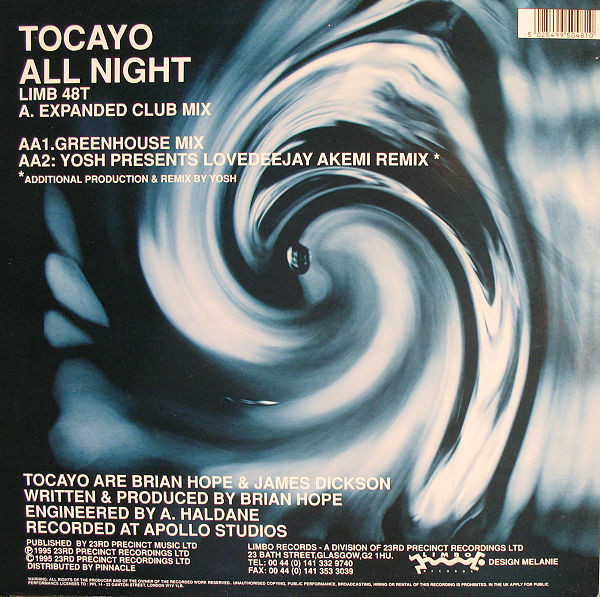 Tocayo - All Night | Limbo Records (LIMB 48T) - 2