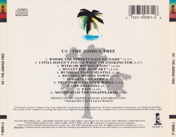 U2 - The Joshua Tree | Island Records (7 90581-2) - 2