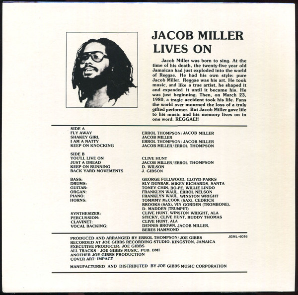 Jacob Miller - Jacob Miller Lives On | Joe Gibbs Music (JGML-6016) - 2 Jacob Miller - Jacob Miller Lives On | Joe Gibbs Music (JGML-6016) - 2