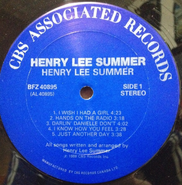 Henry Lee Summer - Henry Lee Summer | CBS Associated Records (BFZ 40895) - 3