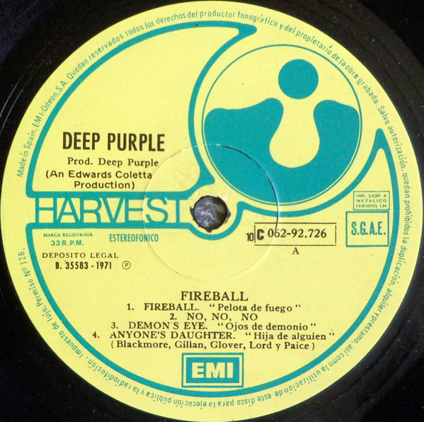 Deep Purple - Fireball | Harvest (1 J 062-92.726) - 3 Deep Purple - Fireball | Harvest (1 J 062-92.726) - 3