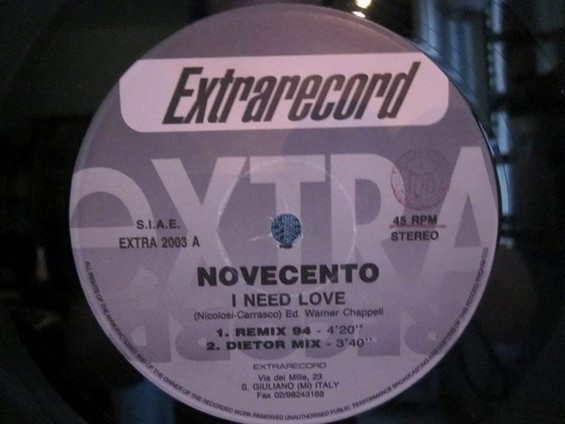 Novecento - I Need Love / Wait For Me | Extrarecord (EXTRA 2003)