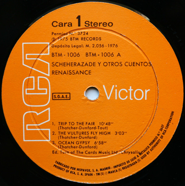 Renaissance - Scheherazade And Other Stories | BTM Records (BTM 1006) - 3