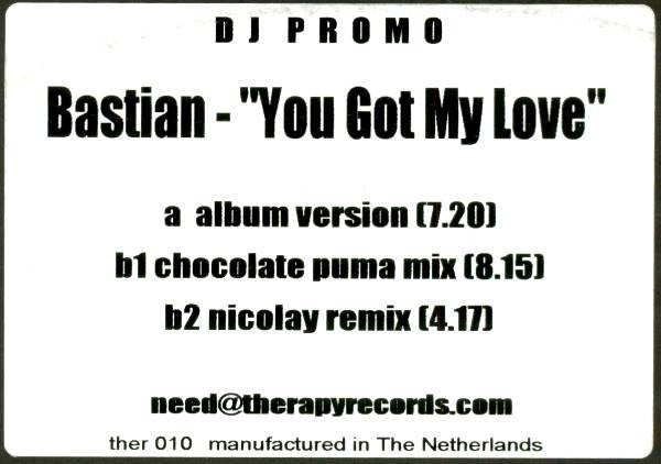 Bastian - You've Got My Love | Therapy Records (ther 010) - main