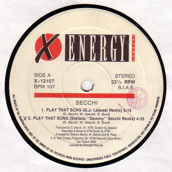 Stefano Secchi Featuring Nasty Chat - Play That Song | X-Energy Records (X-12107) - 4 Stefano Secchi Featuring Nasty Chat - Play That Song | X-Energy Records (X-12107) - 4