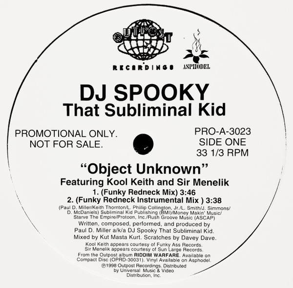 DJ Spooky - Object Unknown | Outpost Recordings (PRO-A-3023)