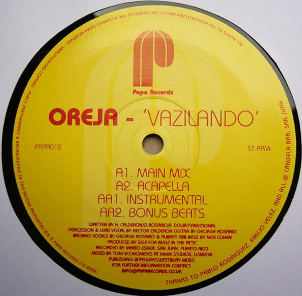 Oreja - Vazilando | Papa Records (PAPA 012) - 2