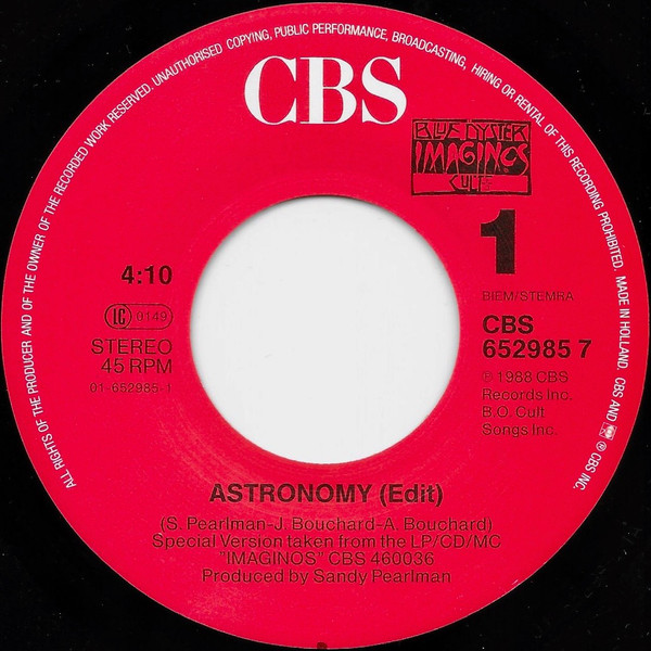 Blue Öyster Cult - Astronomy | CBS (652985 7) - 3