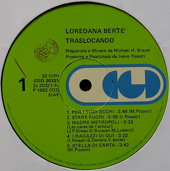 Loredana Bertè - Traslocando | CGD (CGD 20321) - 4